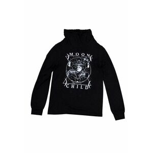 Fifth Sun Moon Child Cowl Neck Sweatshirt Black Celestial Graphic Top Small